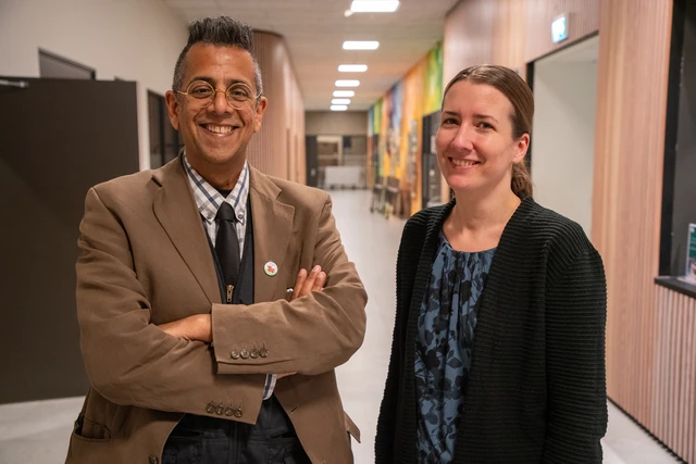 Simon Singh and Elisabeth Wetzer together at UiT during the opening.